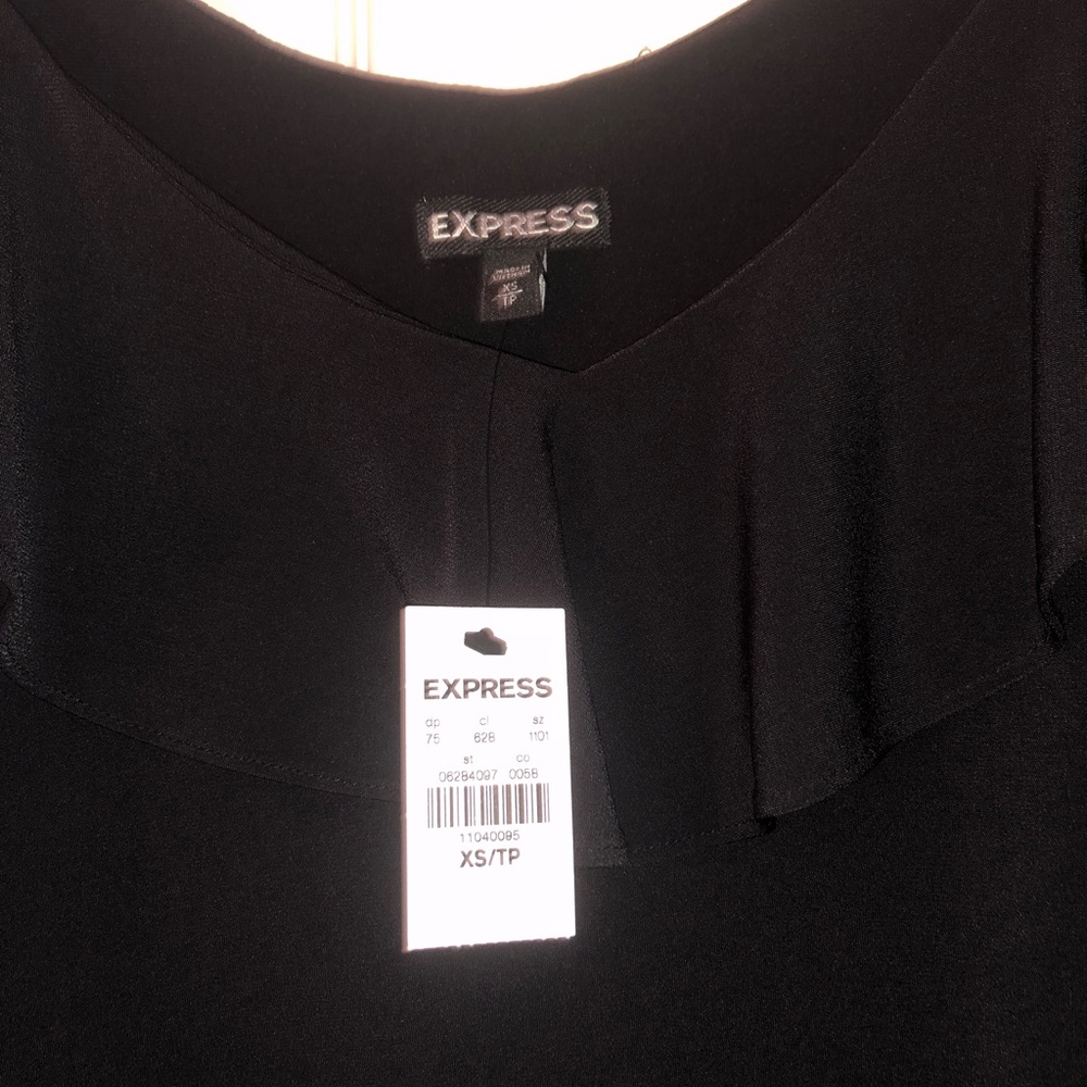 Express Ruffle Overlay Cold Shoulder Blouse - Picture 2 of 5